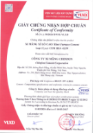 GIẤY CHỨNG NHẬN HỢP CHUẨN CHO XI MĂNG XỈ LÒ CAO