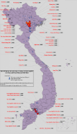Geographic map of cement plants and clinker grinding plants operating in Viet Nam